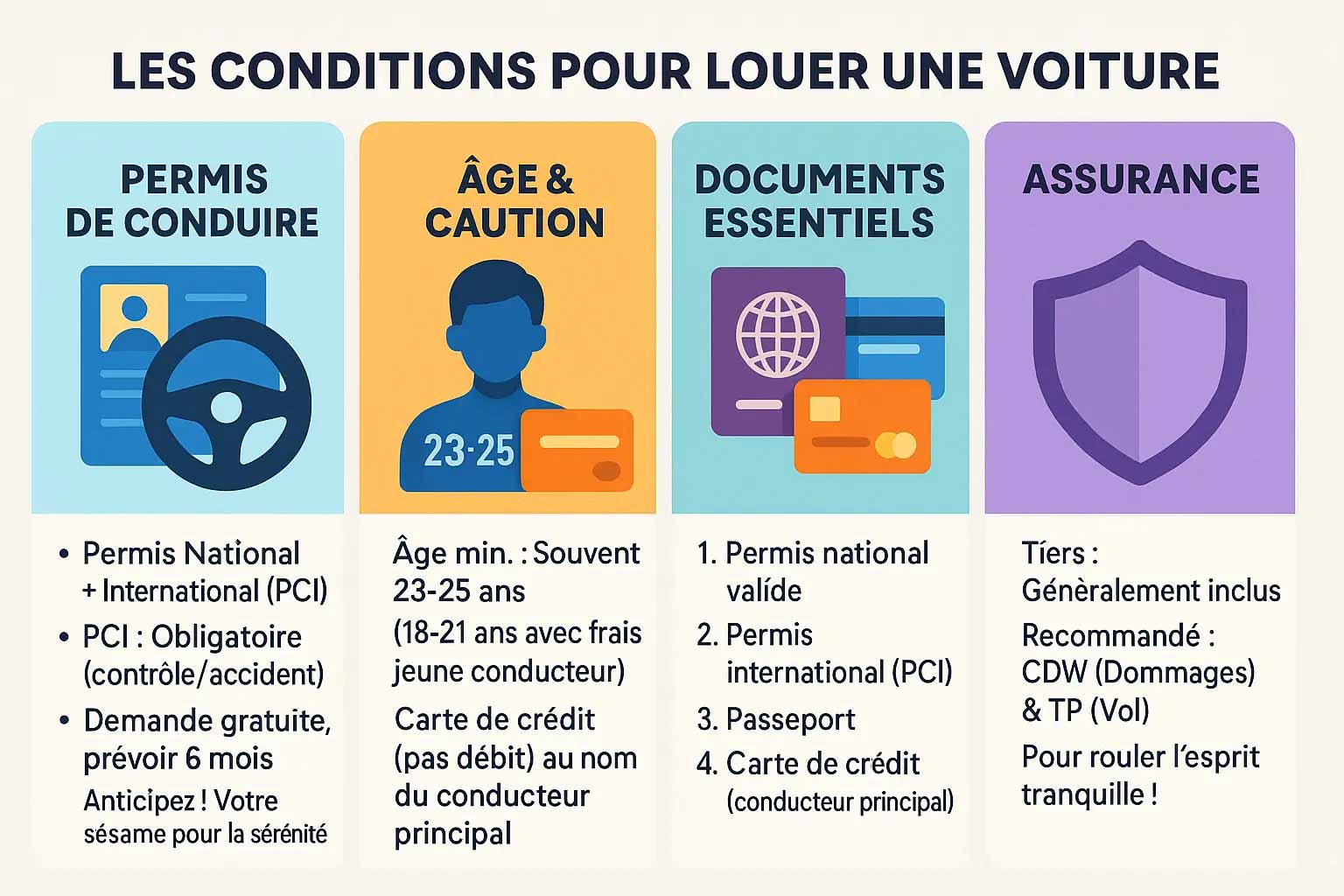 Infographie des conditions de location voiture en Thaïlande