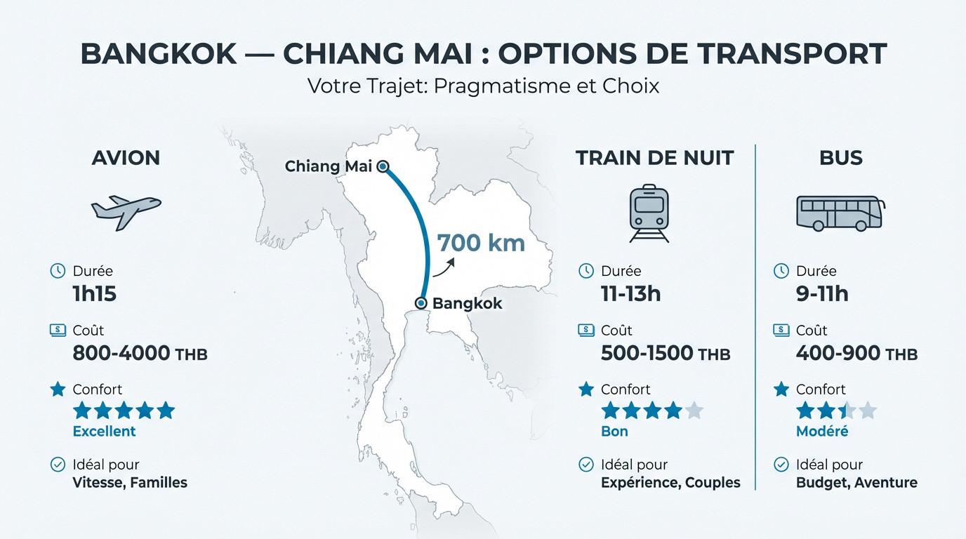 Comparatif des transports entre Bangkok et Chiang Mai