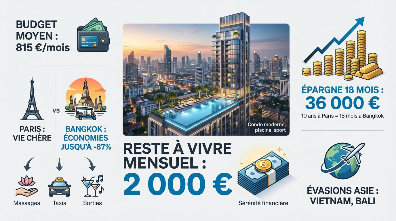 Comparaison du budget de vie et reste à vivre entre Bangkok et Paris