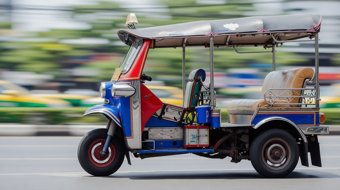 Tuk-tuk en circulation dans les rues de Bangkok