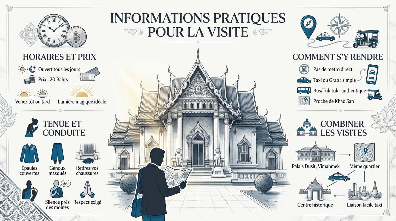 Informations pratiques pour la visite du Temple de Marbre à Bangkok