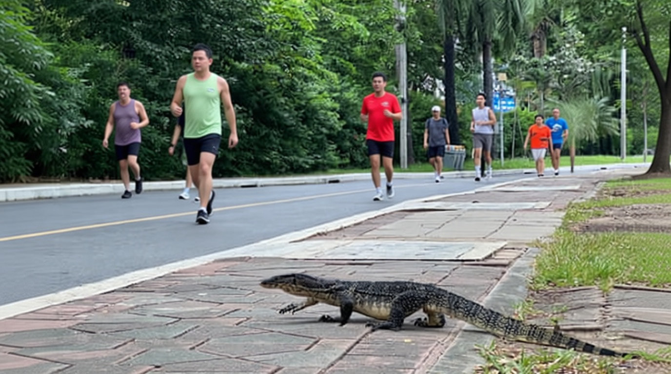 Varan géant au parc Lumphini à Bangkok