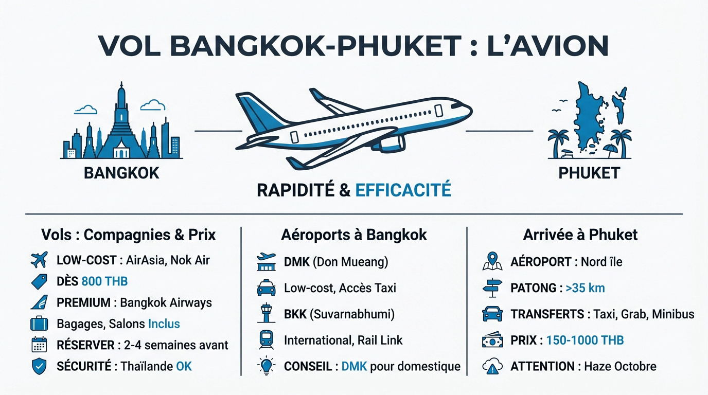 Avion de ligne survolant les côtes de Phuket en Thaïlande