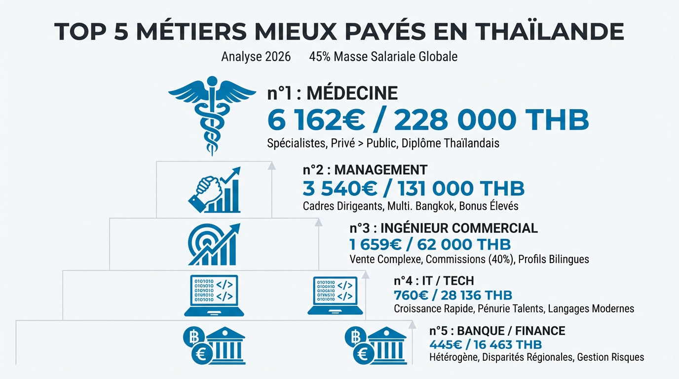 Classement des professions les mieux rémunérées en Thaïlande pour 2026