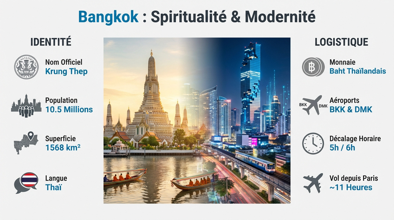 Contrastes de Bangkok entre temples et modernité