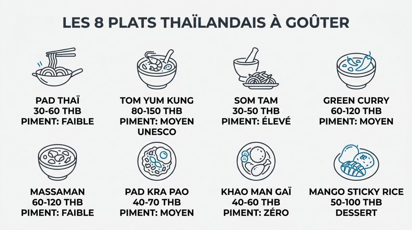 Les 8 plats thaïlandais les plus populaires avec prix et niveau de piment