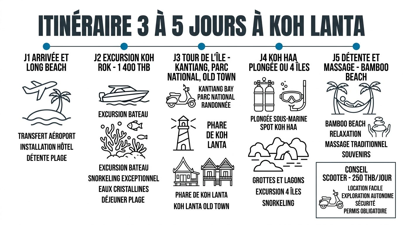 Itineraire conseille de 3 a 5 jours a Koh Lanta avec activites