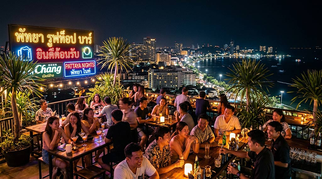 Rooftop bars et cocktails avec vue, Vie Nocturne Pattaya Walking Street